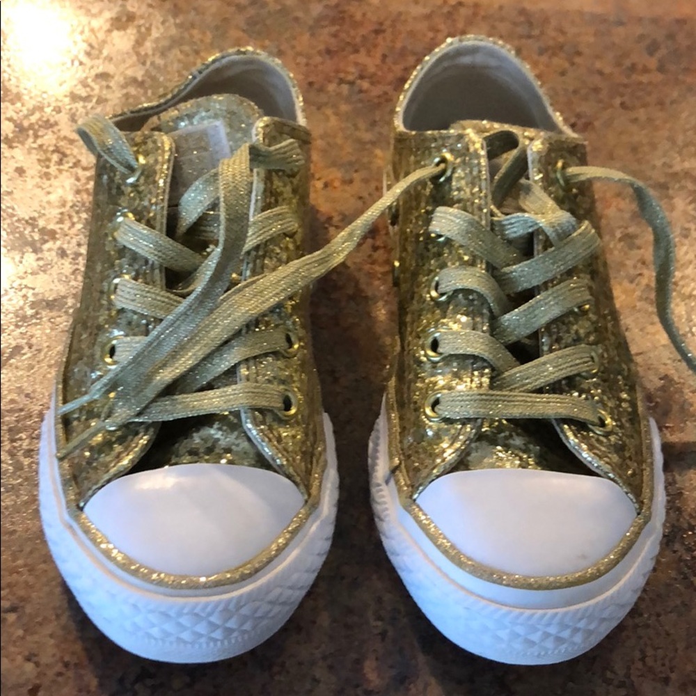 💕 Excellent Condition Gold glitter converse sz 12